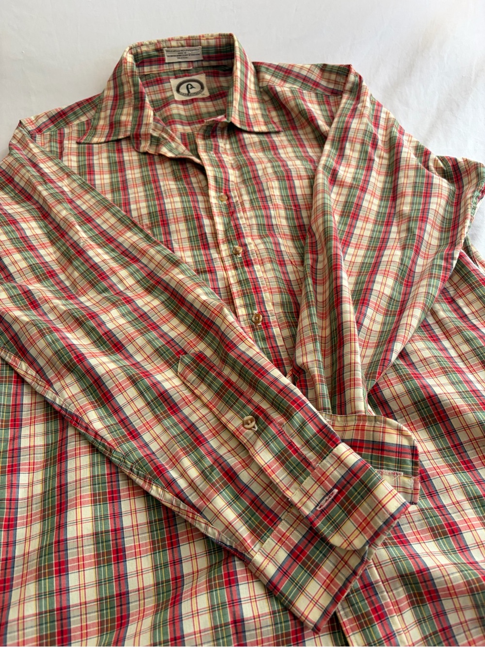 Bert Pulitzer Men's Medium Plaid Button Up Shirt Long Sleeve